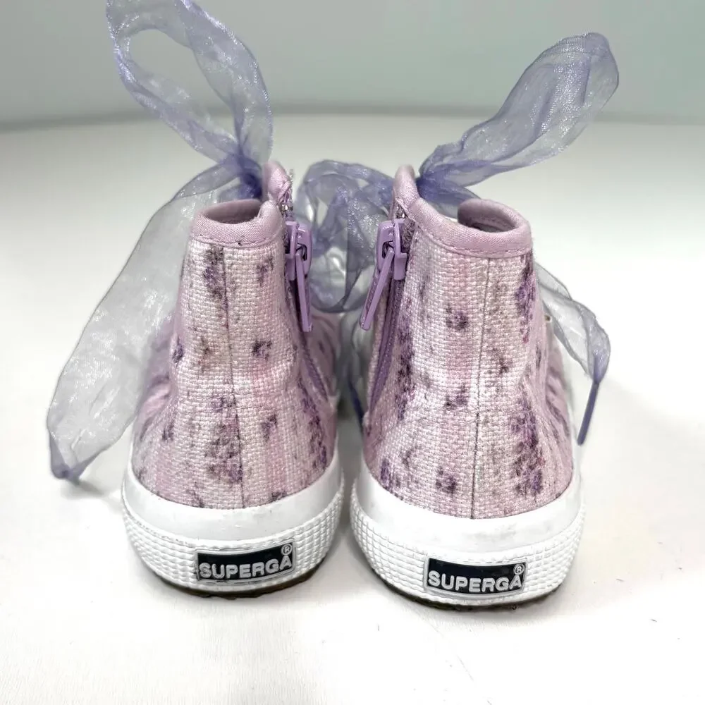 Superga LoveShackFancy Kids High Top Lace Up Sneaker in Ripe Grapevine 8